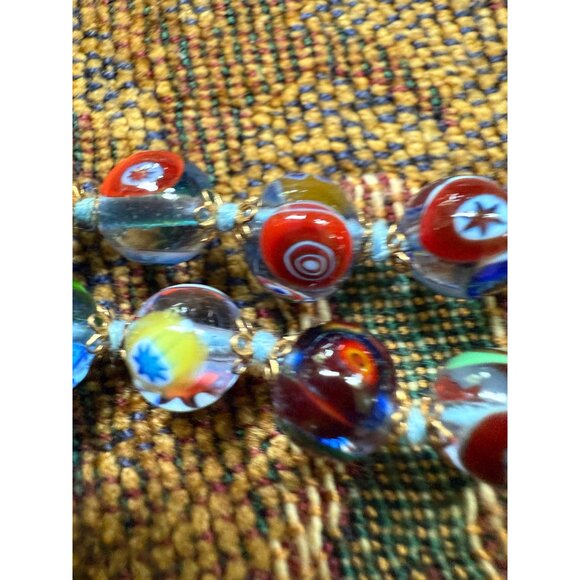 Handcrafted Venetian Glass Bead Necklace With Vibrant Multicolor & Gold-Tone - Picture 5 of 9